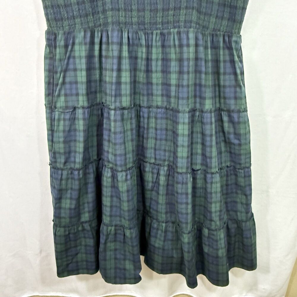 NEW Plus Size J.Crew Green Tartan Plaid Smocked Tiered Poplin Midi Dress Size 3X - Picture 8 of 11